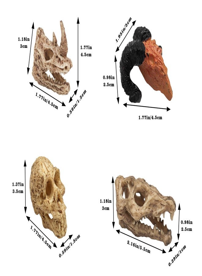 Oooct 8 Pcs Mini Animal Skull Statues - Realistic Resin Skeleton Head Decor for Reptile Habitat, Aquarium, Terrarium Tank Accessories for Bearded Dragons, Geckos, Lizards, Halloween Christmas Crafts - Image 2
